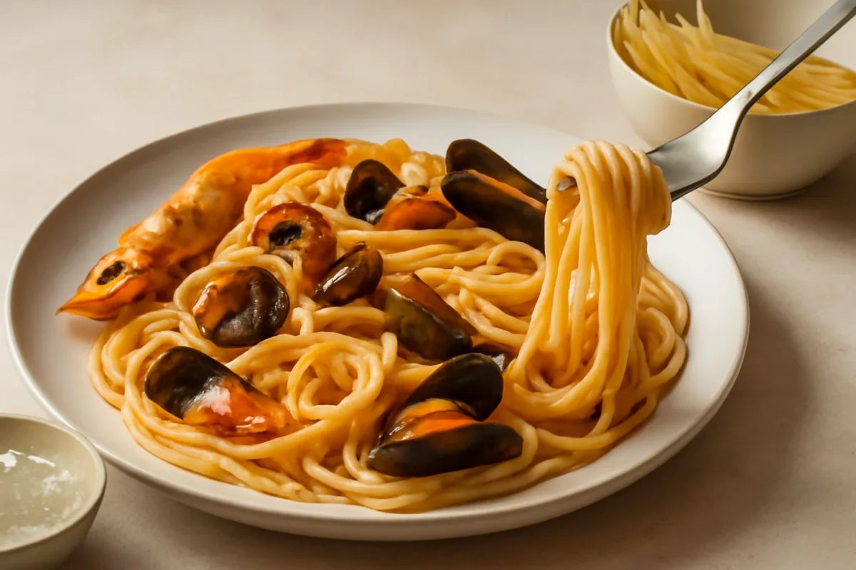 Salsa allo scoglio senza panna: come ottenere la cremosità solo con l’amido della pasta